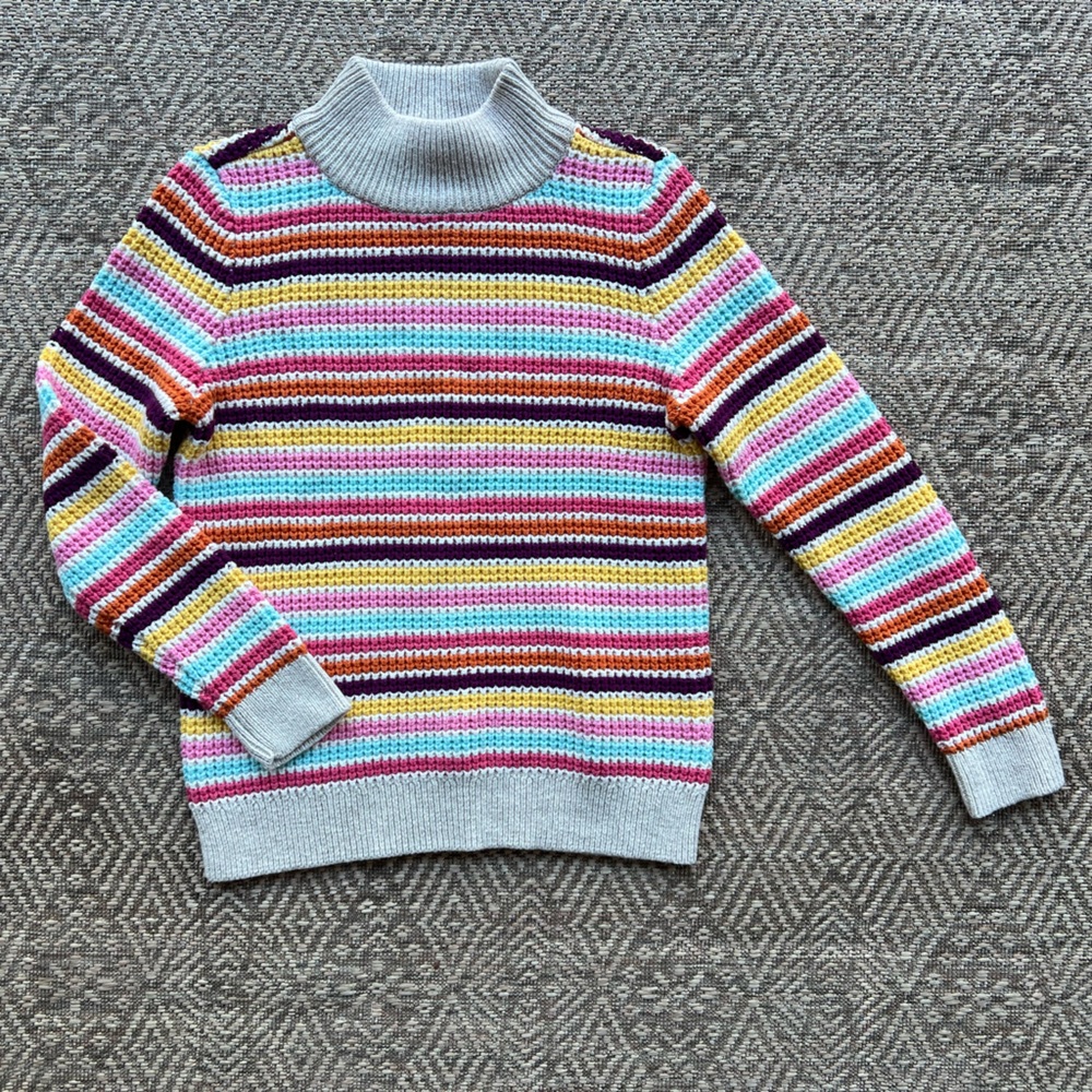 NWT Talbots Sweater Striped Rainbow Long Sleeves Pullover‎ Mock Neck Size SP